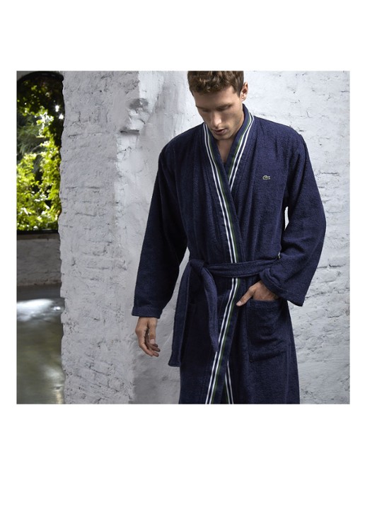 Lacoste Club badjas van  katoen - voorkant 2 donkerblauw