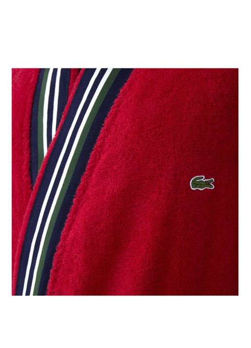 Lacoste Club badjas van  katoen - detail steenrood
