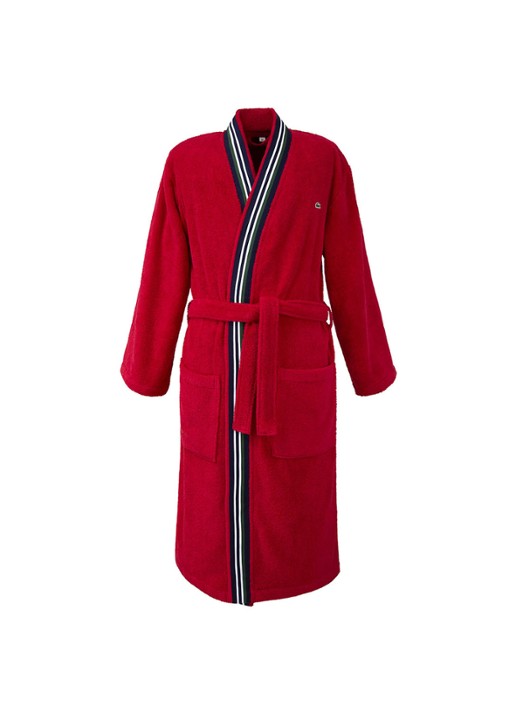 Lacoste Club badjas van  katoen - voorkant 5 steenrood