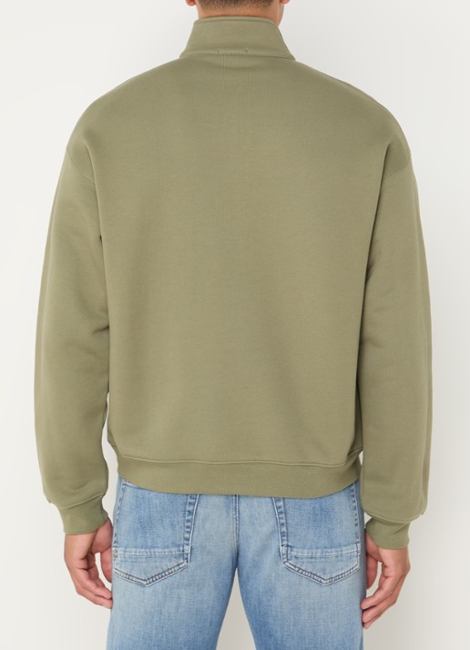 Lacoste Fijngebreide pullover met halve rits - achterkant 4 mosgroen