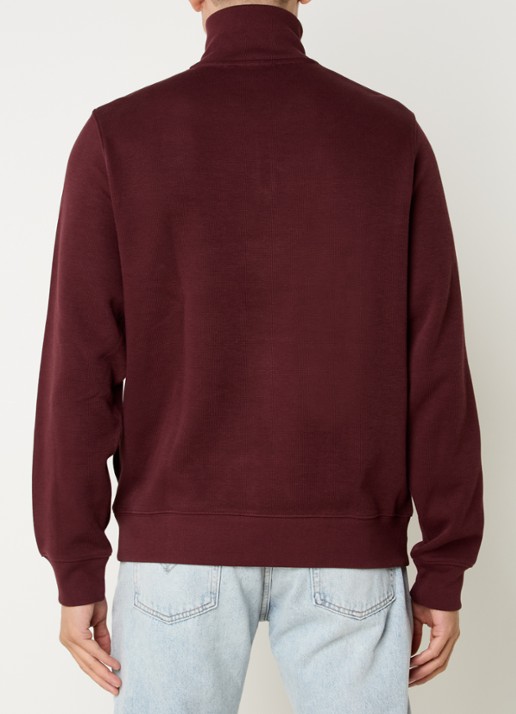 Lacoste Fijngebreide pullover met halve rits - achterkant 2 donkerbruin