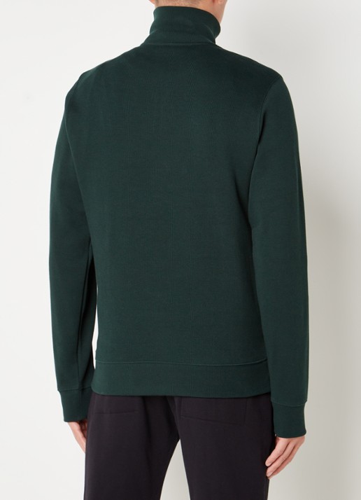 Lacoste Fijngebreide pullover met halve rits - detail 4 groen