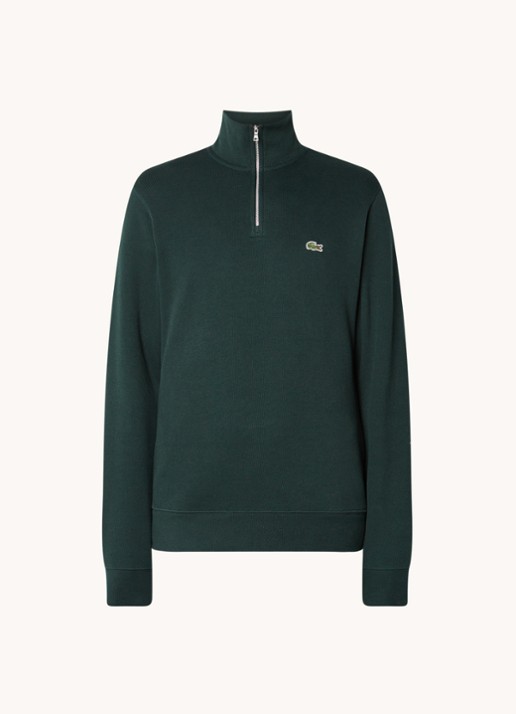 Lacoste Fijngebreide pullover met halve rits - voorkant 9 groen