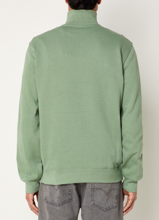 Lacoste Fijngebreide pullover met halve rits - achterkant 4 groen