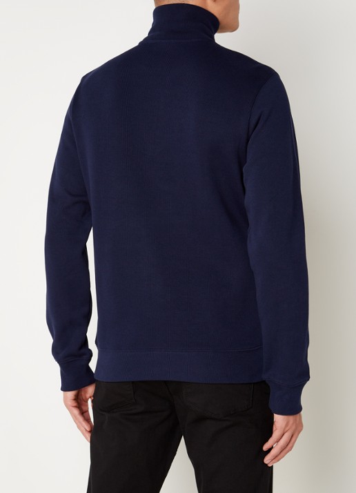 Lacoste Fijngebreide pullover met halve rits - achterkant 5 donkerblauw