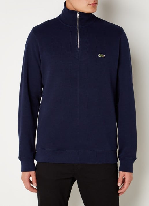 Lacoste Fijngebreide pullover met halve rits
