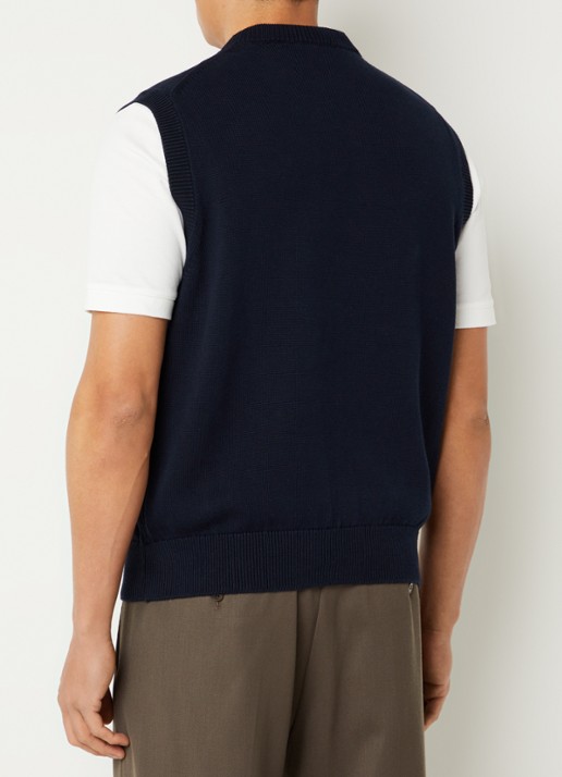 Lacoste Fijngebreide pullover met logo - achterkant 4 donkerblauw