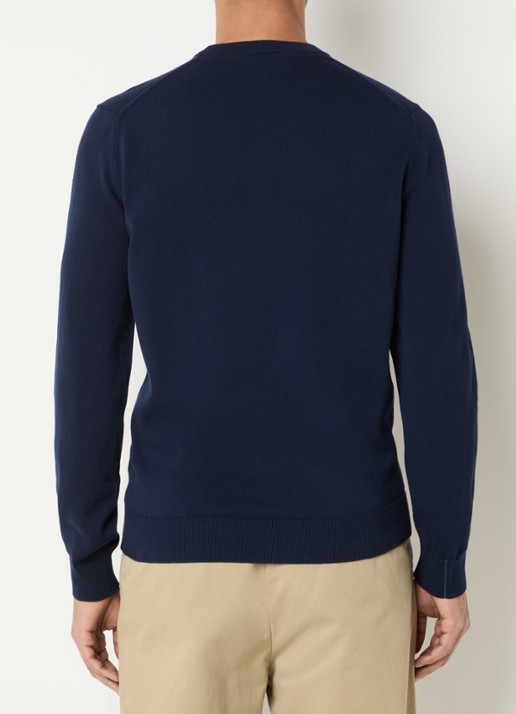Lacoste Fijngebreide pullover met logo - achterkant 3 donkerblauw