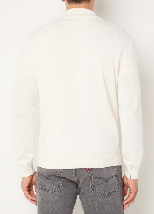Lacoste Fijngebreide pullover met logo - achterkant 6 gebroken wit