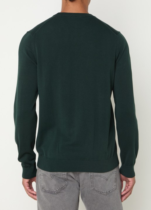 Lacoste Fijngebreide trui met logoborduring - achterkant 3 groen