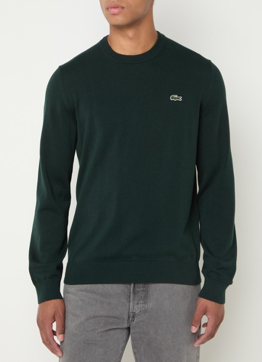 Lacoste Fijngebreide trui met logoborduring - detail 4 groen