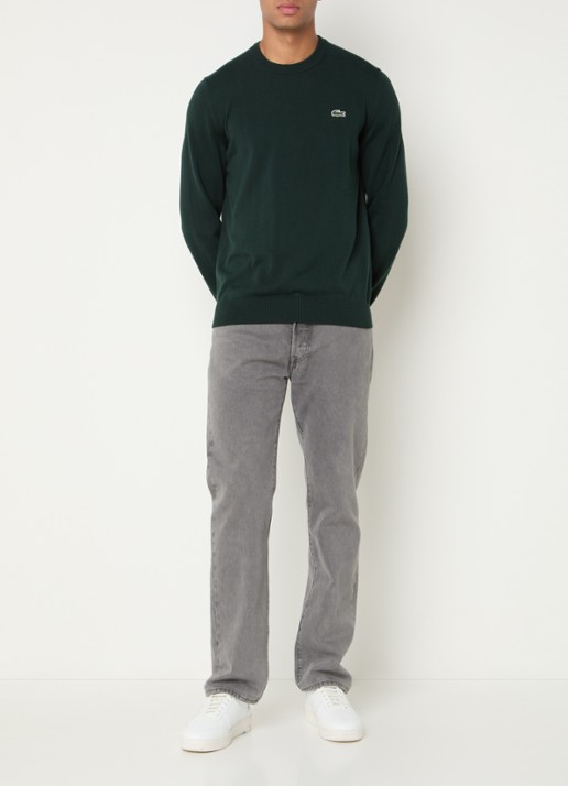Lacoste Fijngebreide trui met logoborduring - voorkant 2 groen