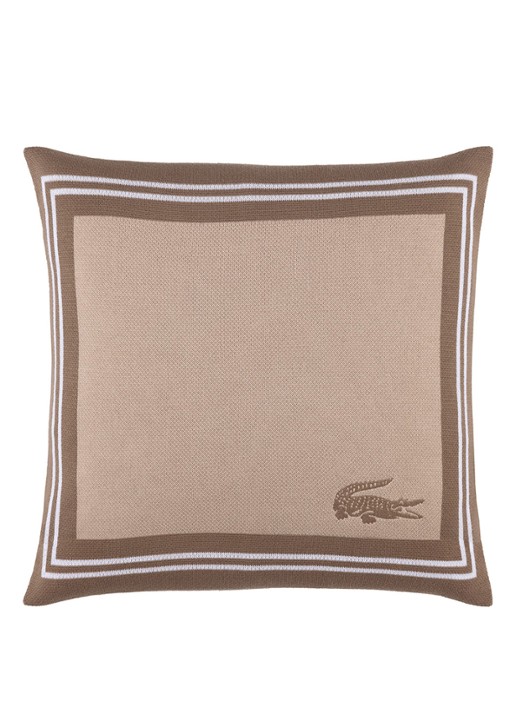 Lacoste Frame sierkussenhoes 45 x 45 cm - voorkant beige