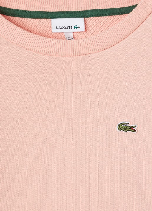 Lacoste French Terry sweater met logo - detail zalmroze