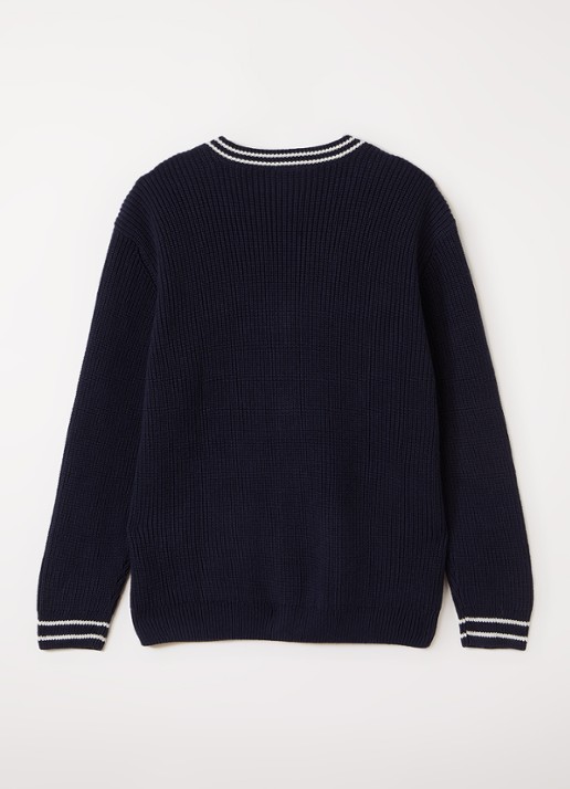 Lacoste Grofgebreid vest in wolblend - achterkant 3 donkerblauw