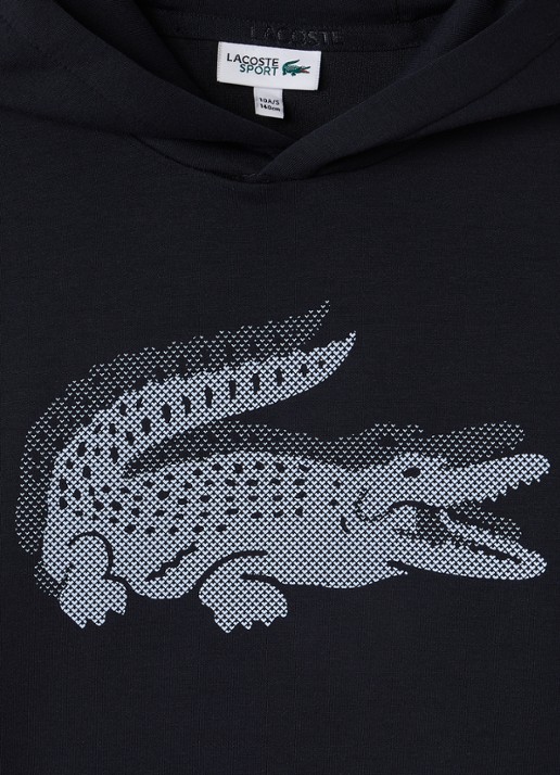 Lacoste Hoodie met logoprint - detail donkerblauw