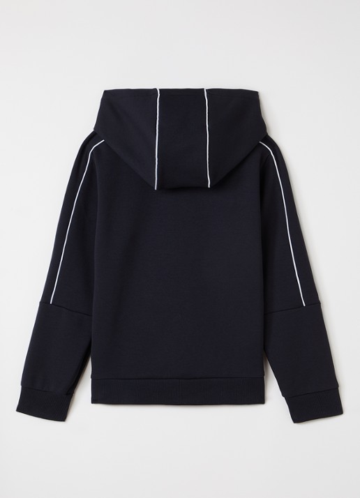 Lacoste Hoodie met logoprint - voorkant 3 donkerblauw