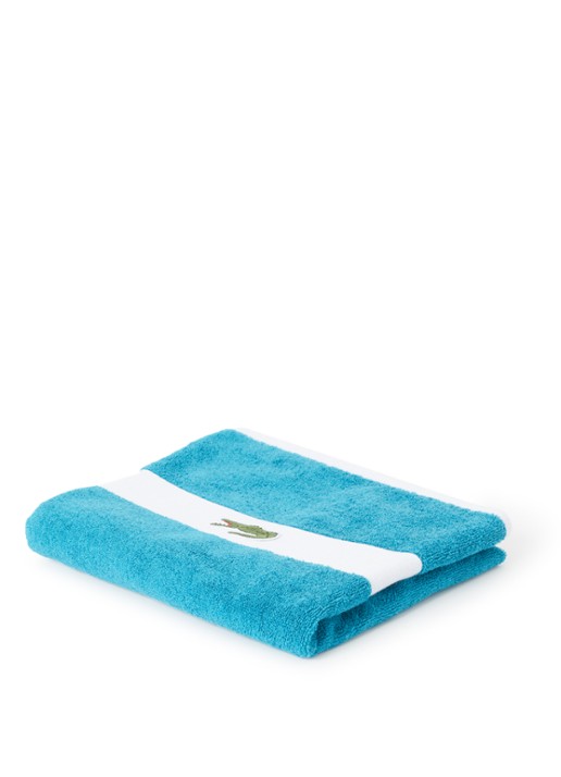 Lacoste L Casual badhanddoek - 450 gr/m² - 55 x 100 cm - voorkant aquablauw
