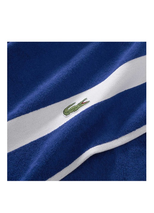 Lacoste L Casual badhanddoek - 450 gr/m² - 55 x 100 cm - detail kobaltblauw