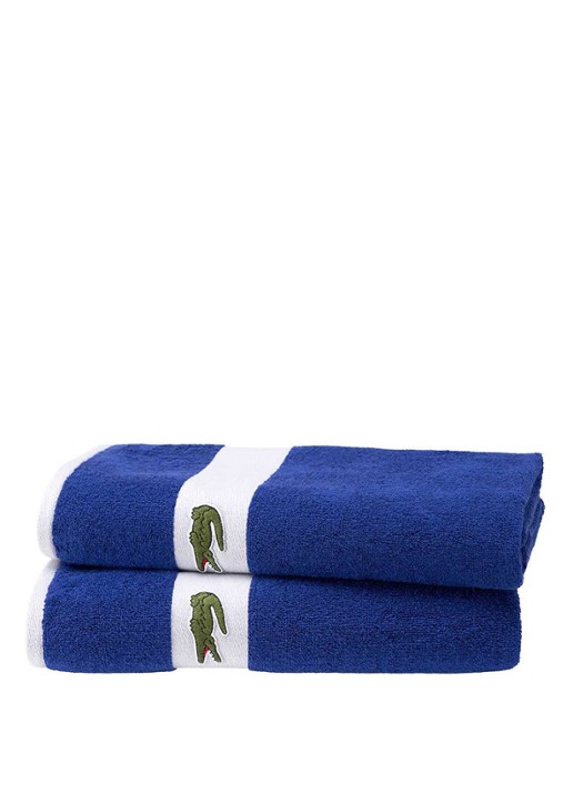 Lacoste L Casual badhanddoek - 450 gr/m² - 55 x 100 cm - voorkant 6 kobaltblauw