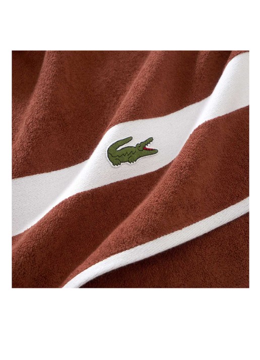 Lacoste L Casual badhanddoek - 450 gr/m² - 55 x 100 cm - detail roestbruin