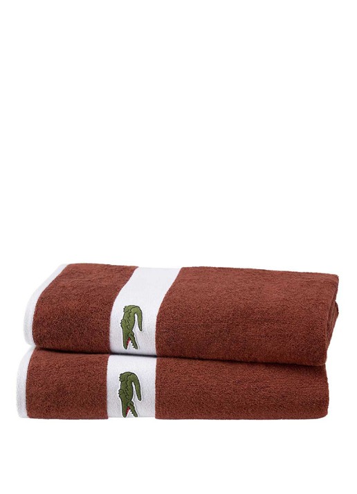 Lacoste L Casual badhanddoek - 450 gr/m² - 55 x 100 cm - voorkant 6 roestbruin