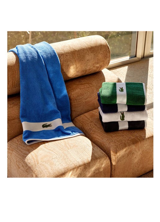 Lacoste L Casual badhanddoek - 450 gr/m² - 55 x 100 cm - detail 5 blauw
