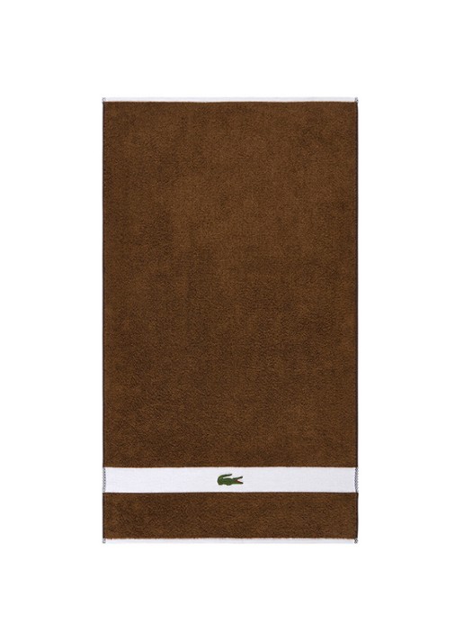 Lacoste L Casual badhanddoek - 450 gr/m² - 55 x 100 cm - voorkant hazelnootbruin