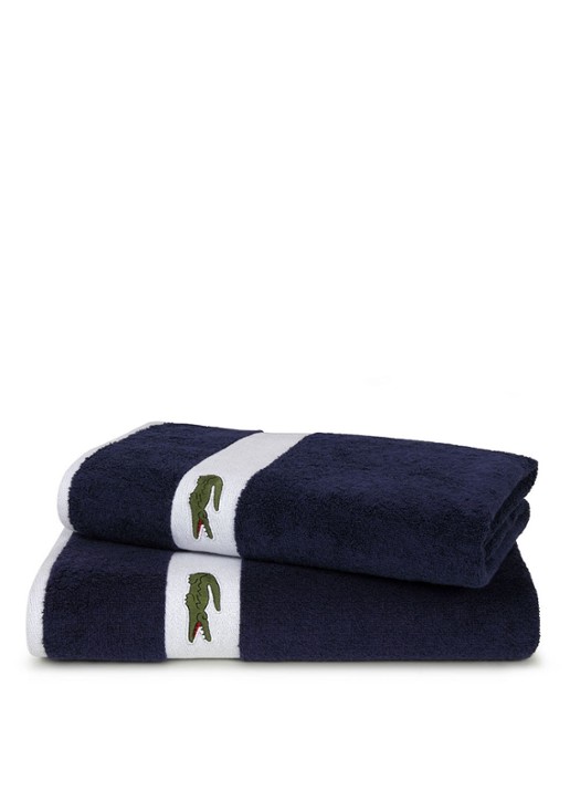 Lacoste L Casual badlaken - 450 gr/m2 - 70 x 140 cm - voorkant 2 blauw