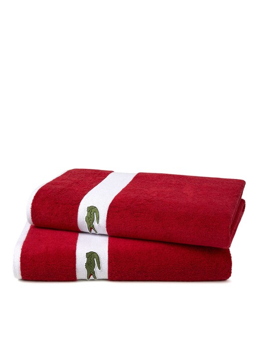 Lacoste L Casual badlaken - 450 gr/m2 - 70 x 140 cm - voorkant 2 steenrood