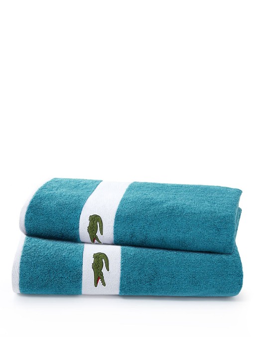 Lacoste L Casual badlaken - 450 gr/m2 - 70 x 140 cm - voorkant 2 zeegroen