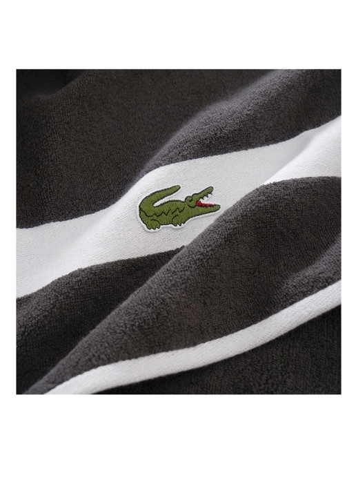 Lacoste L Casual badlaken - 450 gr/m2 - 70 x 140 cm - detail zwart