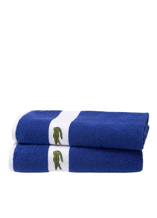 Lacoste L Casual badlaken - 450 gr/m2 - 70 x 140 cm - voorkant 2 donkerblauw