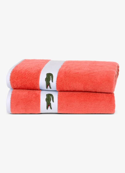 Lacoste L Casual badlaken - 450 gr/m2 - 70 x 140 cm - detail koraalrood