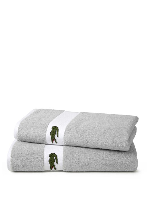 Lacoste L Casual badlaken - 450 gr/m2 - 90 x 150 cm - voorkant 2 zilver