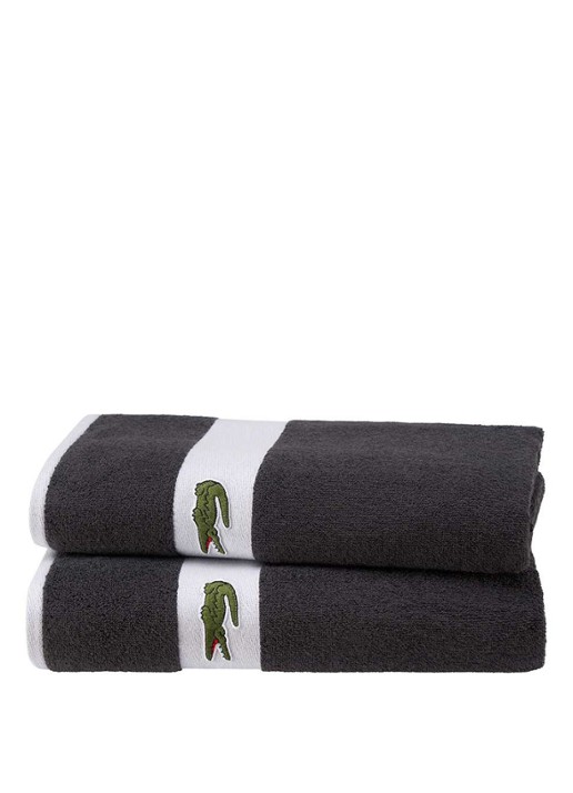 Lacoste L Casual badlaken - 450 gr/m2 - 90 x 150 cm - voorkant 6 zwart