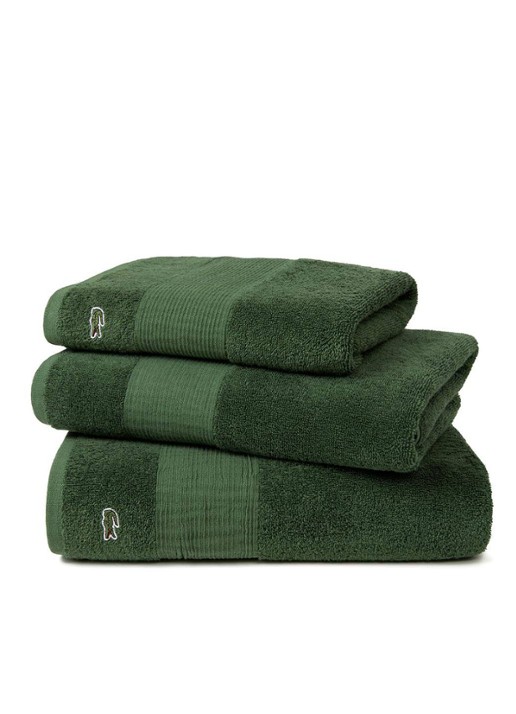 Lacoste L Lecroco badhanddoek - 600 gr/m2 - 50 x 100 cm - voorkant 3 groen