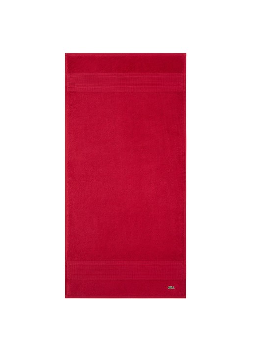 Lacoste L Lecroco badhanddoek - 600 gr/m2 - 50 x 100 cm - voorkant 2 kersenrood