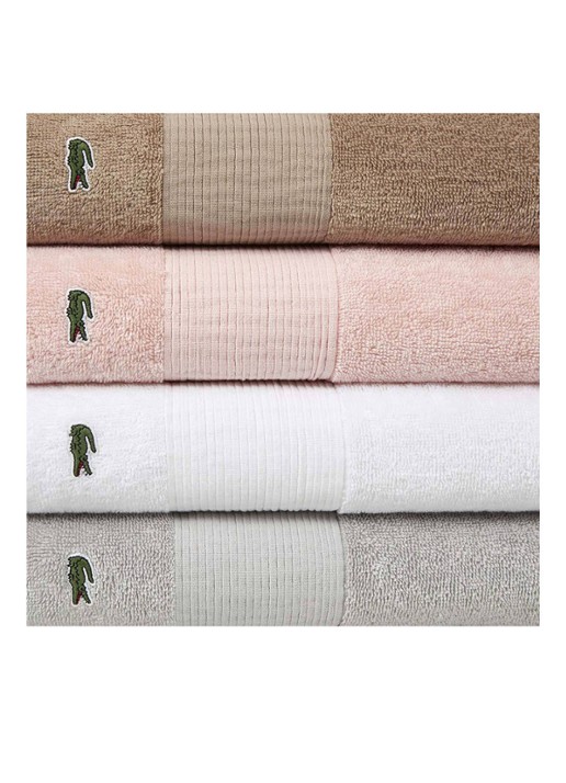 Lacoste L Lecroco badhanddoek - 600 gr/m2 - 50 x 100 cm - detail 3 lichtroze