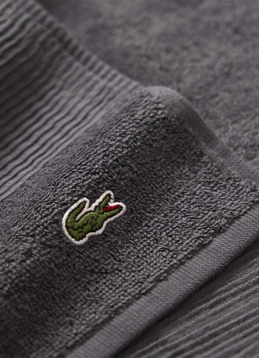 Lacoste L Lecroco badhanddoek - 600 gr/m2 - 50 x 100 cm - achterkant 5 antraciet