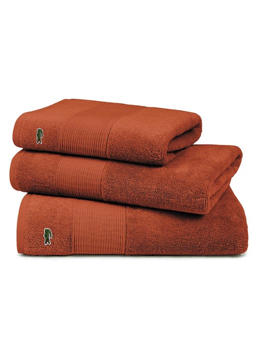 Lacoste L Lecroco badhanddoek - 600 gr/m2 - 50 x 100 cm - detail 2 bruin