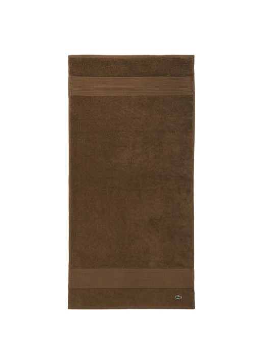 Lacoste L Lecroco badhanddoek - 600 gr/m2 - 50 x 100 cm - voorkant 2 hazelnootbruin