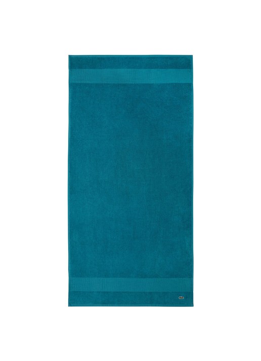 Lacoste L Lecroco badlaken - 600 gr/m2 -  70 x 140 cm - voorkant turquoise
