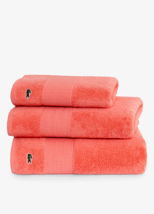 Lacoste L Lecroco badlaken - 600 gr/m2 -  70 x 140 cm - detail koraalrood