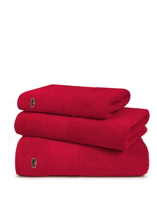 Lacoste L Lecroco gastendoek - 600 gr/m2 - 60 x 40 cm - detail 3 rood