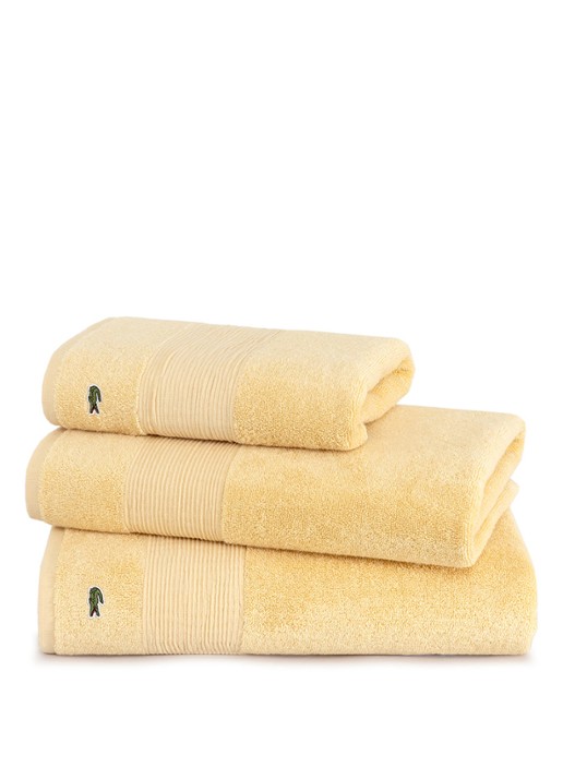 Lacoste L Lecroco gastendoek - 600 gr/m2 - 60 x 40 cm - achterkant 3 lichtgeel