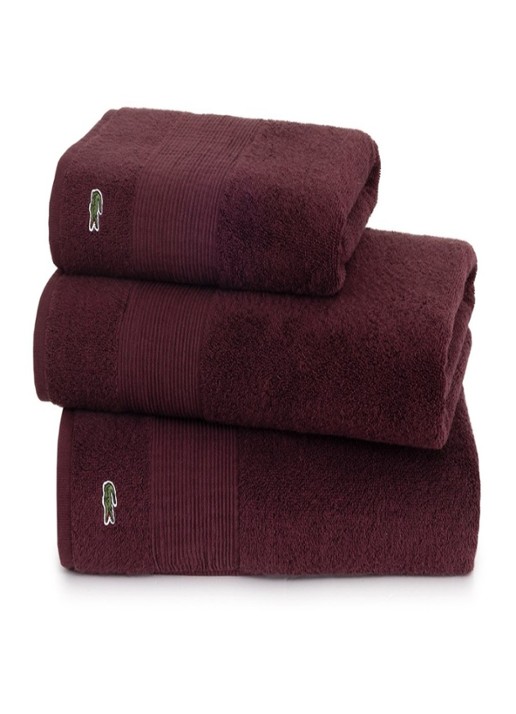 Lacoste L Lecroco gastendoek - 600 gr/m2 - 60 x 40 cm - detail bordeauxrood