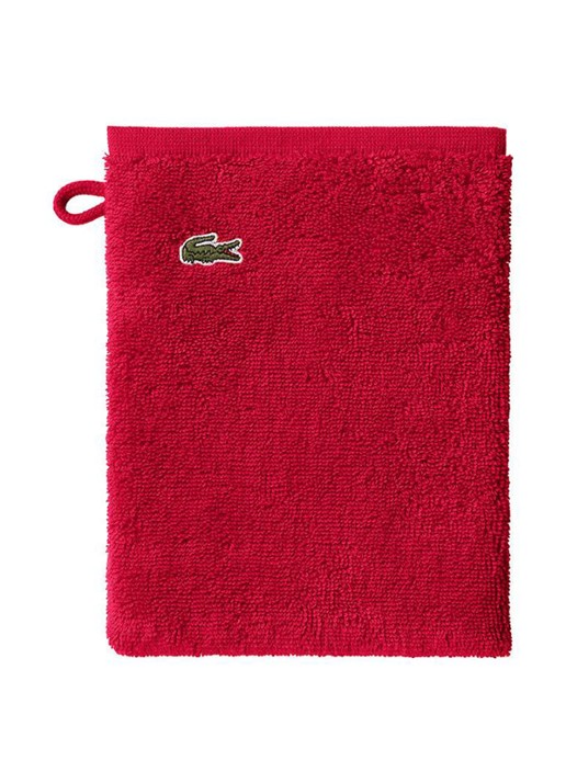 Lacoste L Lecroco washand - 600 gr/m2 - 15 x 21 cm - voorkant rood