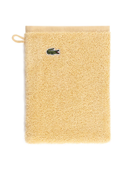 Lacoste L Lecroco washand - 600 gr/m2 - 15 x 21 cm - voorkant lichtgeel