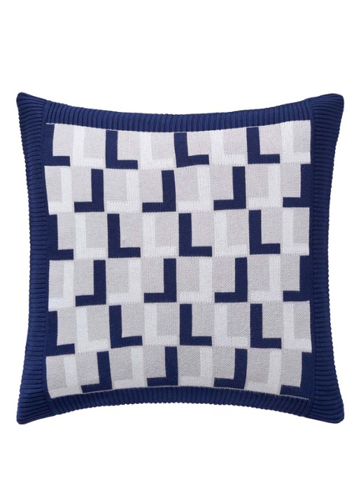 Lacoste L Logo kussensloop 45 x 45 cm - voorkant 3 blauw